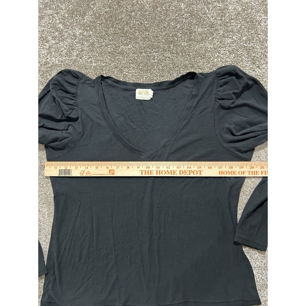 Anthropologie Nation Women's XL Emilia Drama Sleeve V-Neck Top Black - Picture 5 of 9